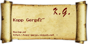 Kopp Gergő névjegykártya