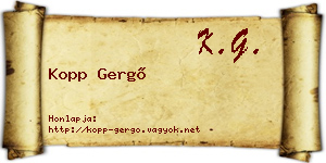 Kopp Gergő névjegykártya